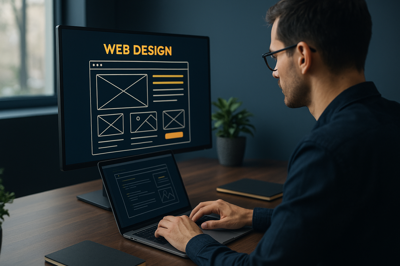 Developer aan het werk met code op scherm